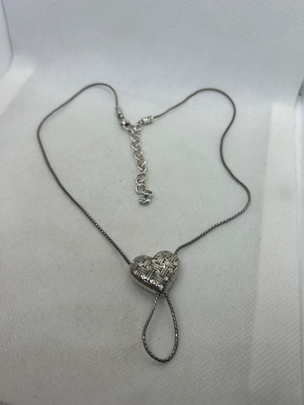 Brighton Silver Heart Pendant Lariat Necklace - Women's Jewelry